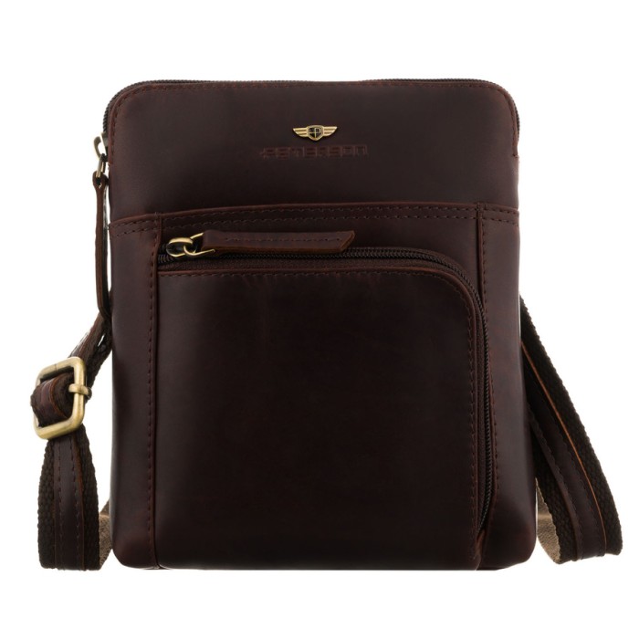 saszetka męska skóra naturalna Peterson brązowa crossbody