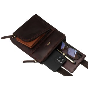 mała torba męska skórzana brązowa Peterson kieszenie