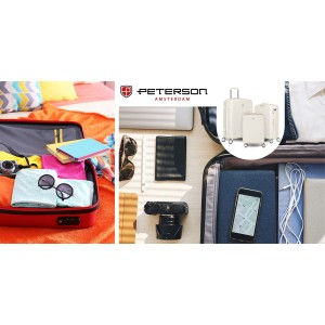 walizki podróżne beżowe Peterson komplet 3 sztuki ABS