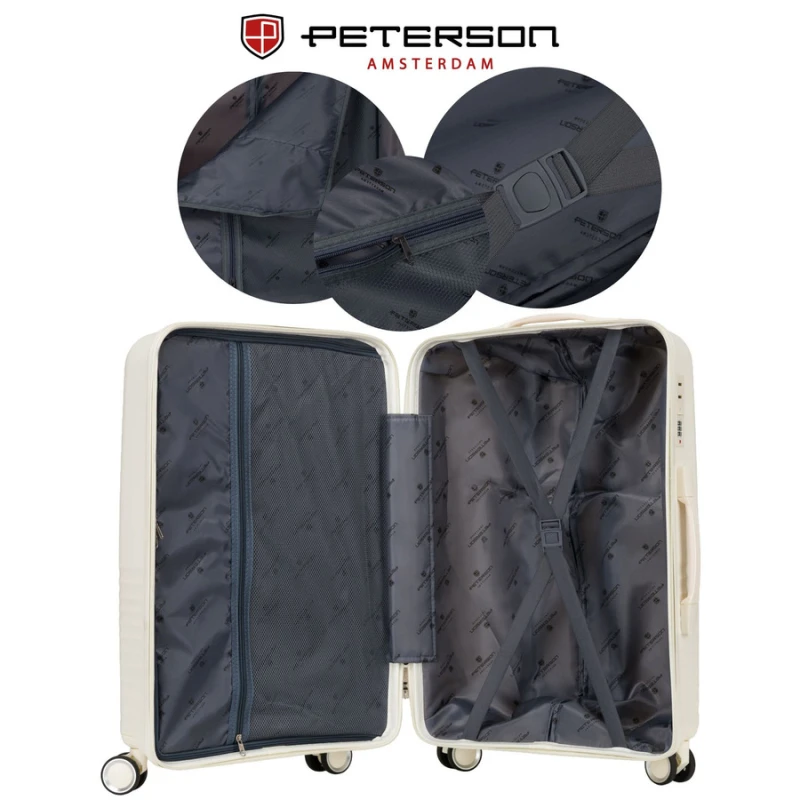 Zestaw walizek podróżnych z tworzywa ABS w beżowym kolorze - Peterson