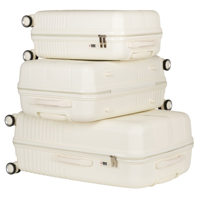 Zestaw walizek podróżnych z tworzywa ABS w beżowym kolorze - Peterson