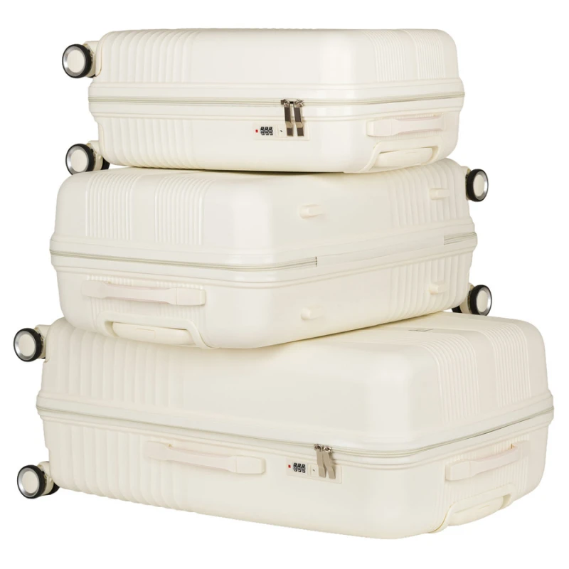 Zestaw walizek podróżnych z tworzywa ABS w beżowym kolorze - Peterson