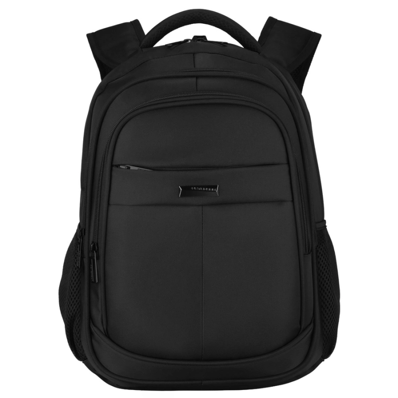 Miejski, pojemny plecak z poliestru w czarnym kolorze z miejscem na laptopa - Peterson