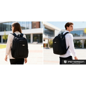 plecak Peterson czarny 24L 3 komory do pracy i szkoły