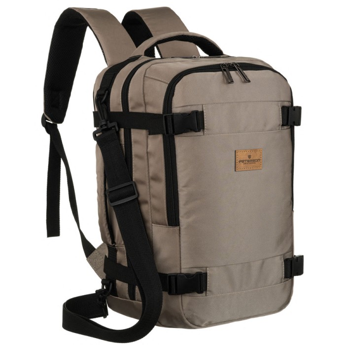 Dwukomorowy, szary plecak podróżny zawieszony na oddychających szelkach - Peterson