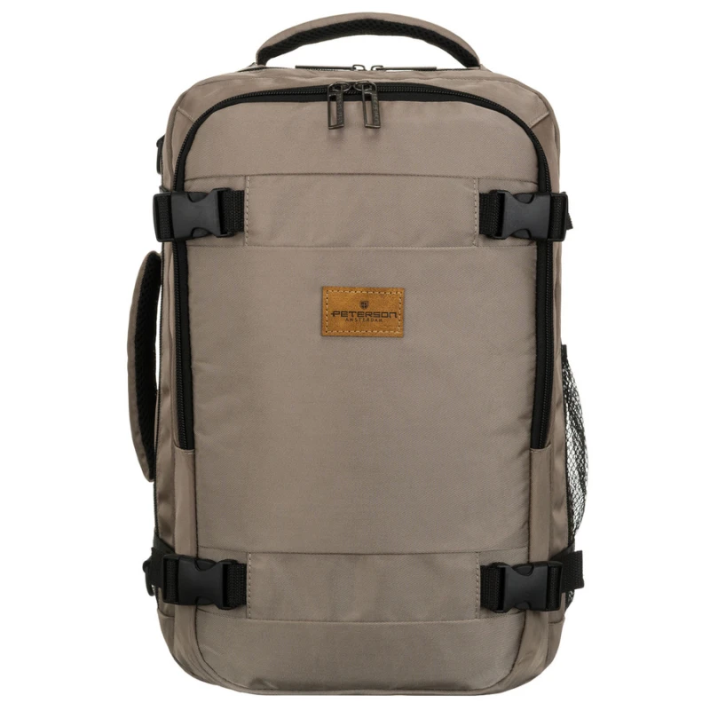Dwukomorowy, szary plecak podróżny zawieszony na oddychających szelkach - Peterson