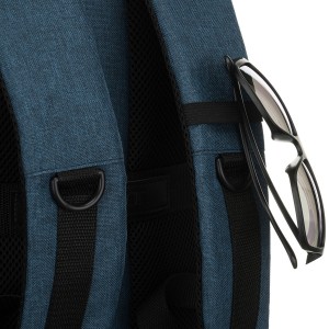 Granatowy, podróżny plecak z poliestru wyposażony w dopinany pasek - Peterson