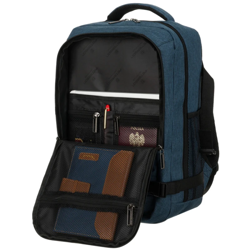 plecak podróżny kieszenie organizer dokumenty laptop Peterson