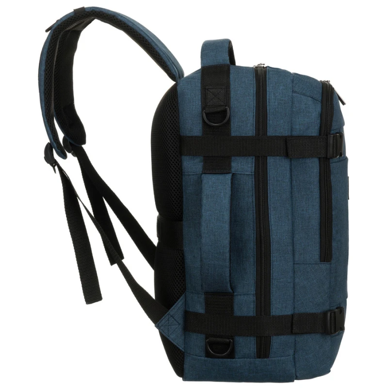 Granatowy, podróżny plecak z poliestru wyposażony w dopinany pasek - Peterson