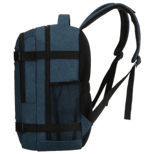 Granatowy, podróżny plecak z poliestru wyposażony w dopinany pasek - Peterson