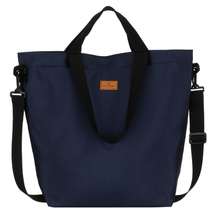 duża torba damska granatowa shopper Peterson kieszeń zewnętrzna