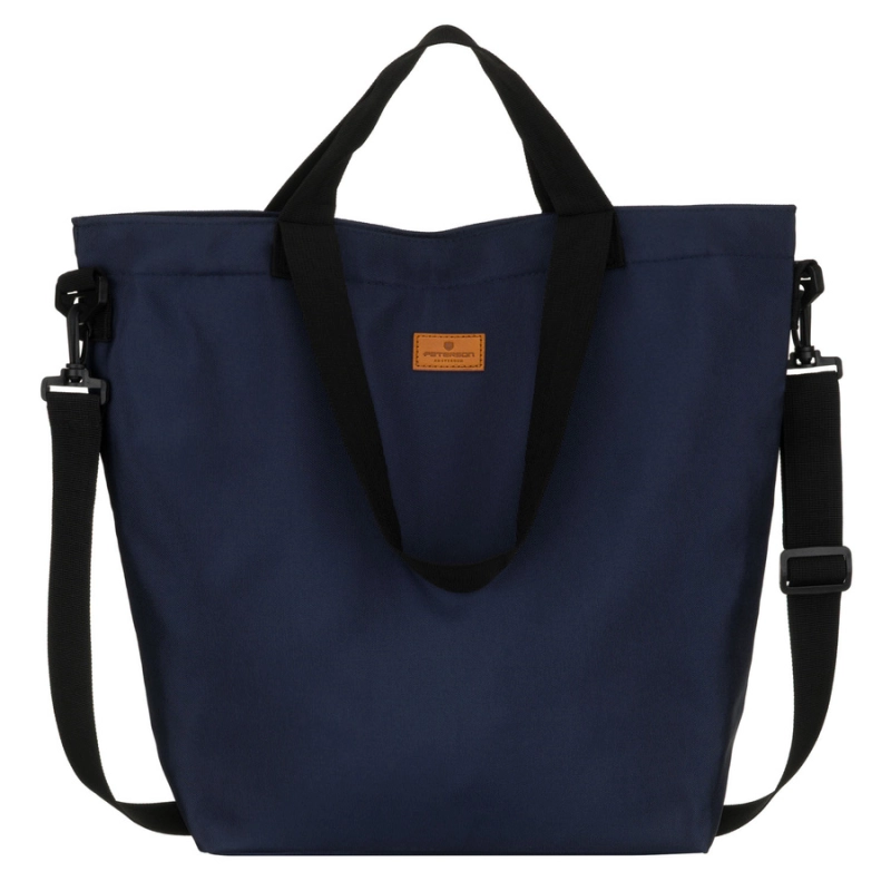 duża torba damska granatowa shopper Peterson kieszeń zewnętrzna