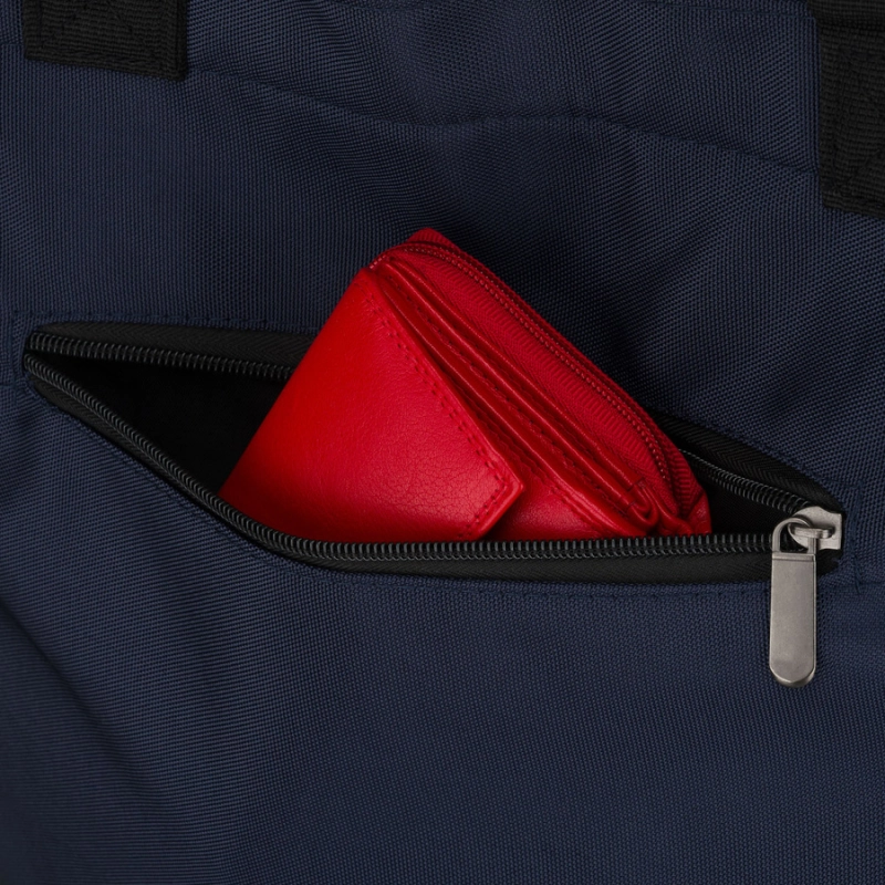 pojemna shopperka damska A4 granatowa z kieszeniami