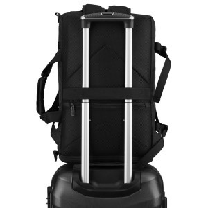 Plecak podróżny z funkcją torby, wykonany z poliestru w czarnym kolorze - Peterson