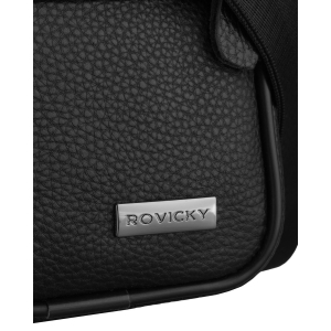 Czarna listonoszka męska na ramię wykonana ze skóry naturalnej, jednokomorowa - Rovicky