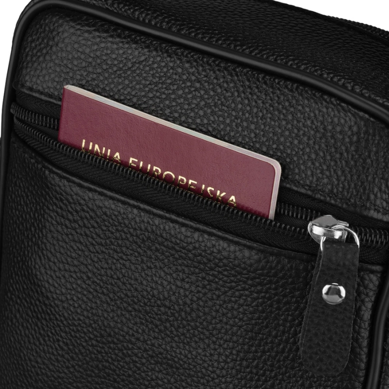 mała torba męska czarna Rovicky z kieszeniami