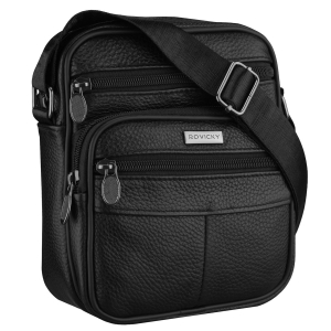 listonoszka męska skórzana czarna Rovicky kompaktowa