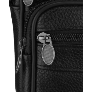 Listonoszka męska wykonana ze skóry naturalnej w czarnym kolorze, zamykana suwakiem - Rovicky