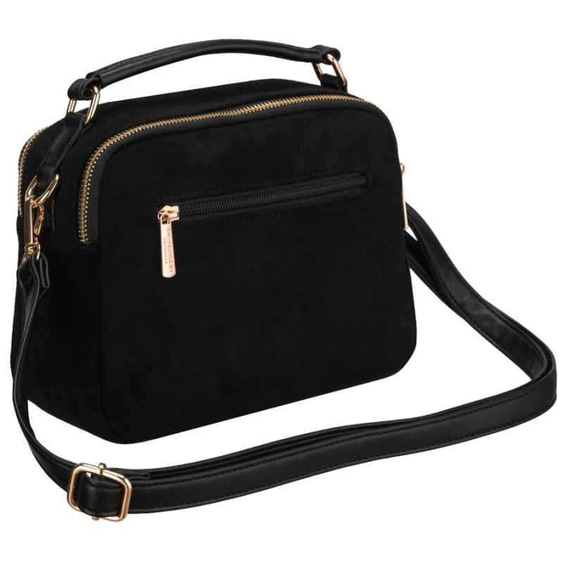 Czarna torebka damska mała listonoszka na suwak miejska saszetka crossbody - Peterson