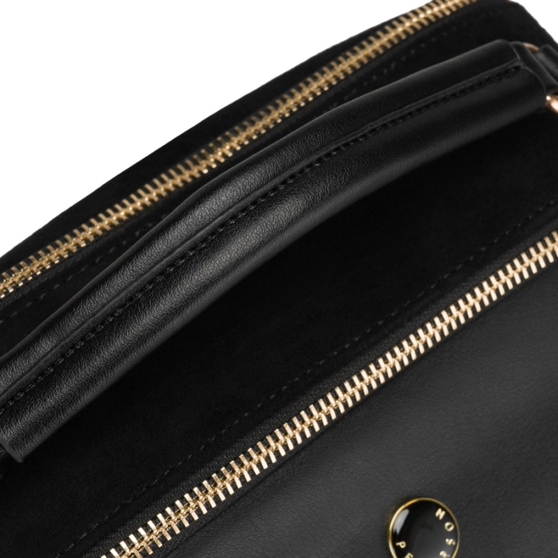 Czarna torebka damska mała listonoszka na suwak miejska saszetka crossbody - Peterson