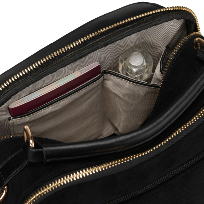 Czarna torebka damska mała listonoszka na suwak miejska saszetka crossbody - Peterson