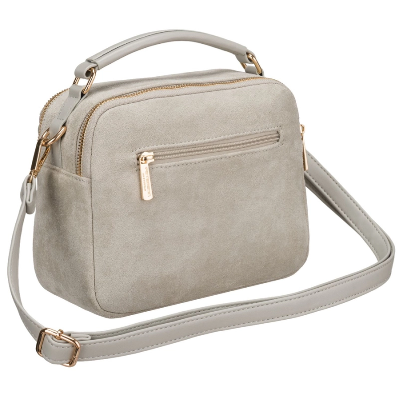 listonoszka damska szara ze złotymi okuciami