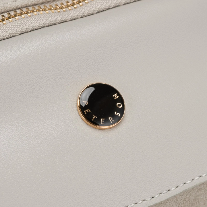 Modna szara listonoszka damska na ramię miejska mała saszetka na suwak skóra ekologiczna - Peterson