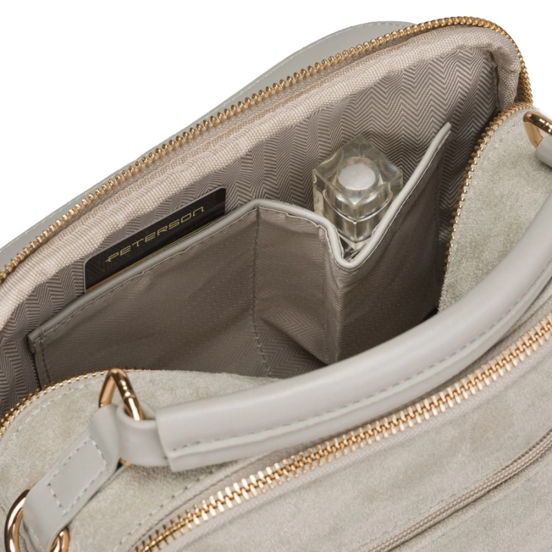 Modna szara listonoszka damska na ramię miejska mała saszetka na suwak skóra ekologiczna - Peterson