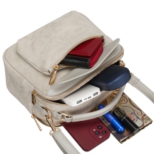 Modna szara listonoszka damska na ramię miejska mała saszetka na suwak skóra ekologiczna - Peterson