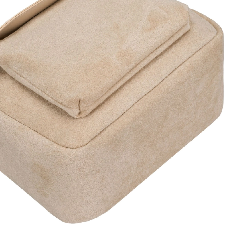 listonoszka damska beżowa ze złotymi okuciami