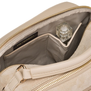 Listonoszka damska mała saszetka na ramię skóra ekologiczna modna beżowa torebka na suwak - Peterson