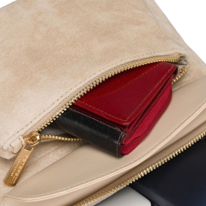 Listonoszka damska mała saszetka na ramię skóra ekologiczna modna beżowa torebka na suwak - Peterson