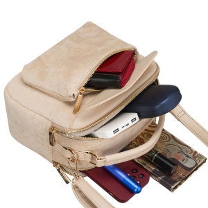 Listonoszka damska mała saszetka na ramię skóra ekologiczna modna beżowa torebka na suwak - Peterson