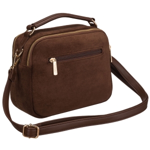 listonoszka damska brązowa ze złotymi okuciami