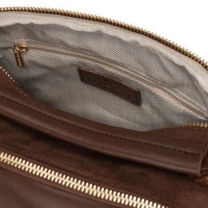 Brązowa listonoszka damska mała torebka na ramię lub do ręki modna ze skóry ekologicznej - Peterson