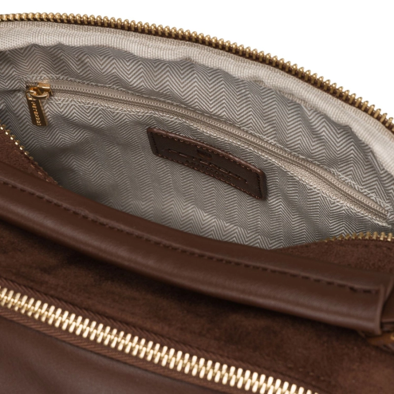 Brązowa listonoszka damska mała torebka na ramię lub do ręki modna ze skóry ekologicznej - Peterson