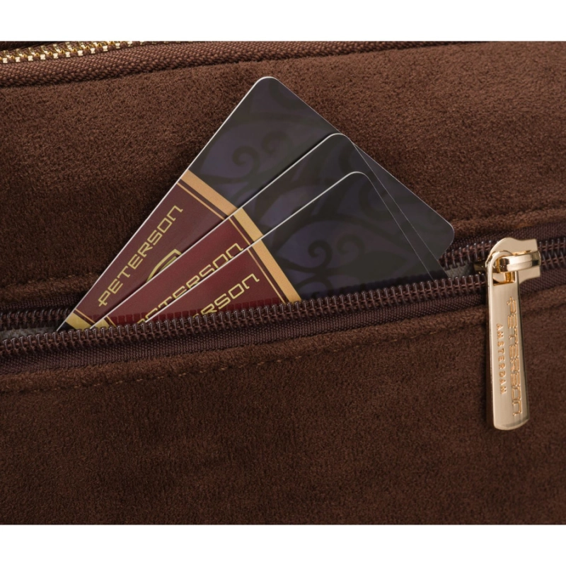 Brązowa listonoszka damska mała torebka na ramię lub do ręki modna ze skóry ekologicznej - Peterson