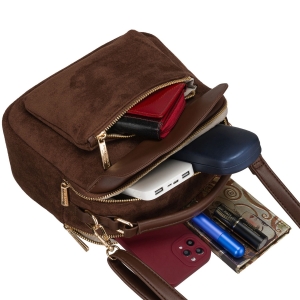 Brązowa listonoszka damska mała torebka na ramię lub do ręki modna ze skóry ekologicznej - Peterson