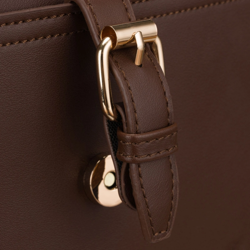 Brązowa torebka damska mała listonoszka na ramię crossbody skóra ekologiczna - Peterson