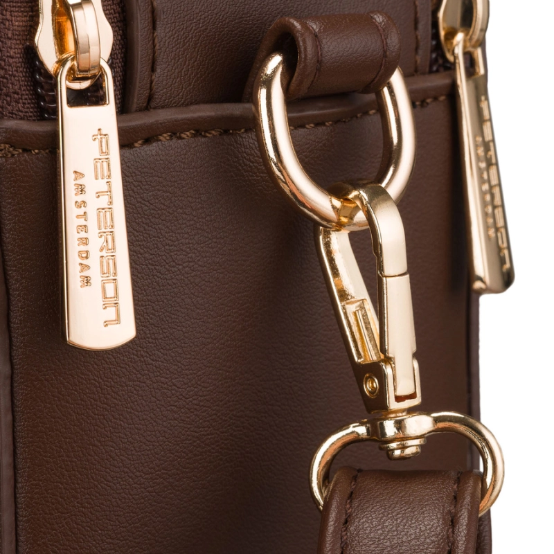 torebka Peterson damska brązowa złote okucia