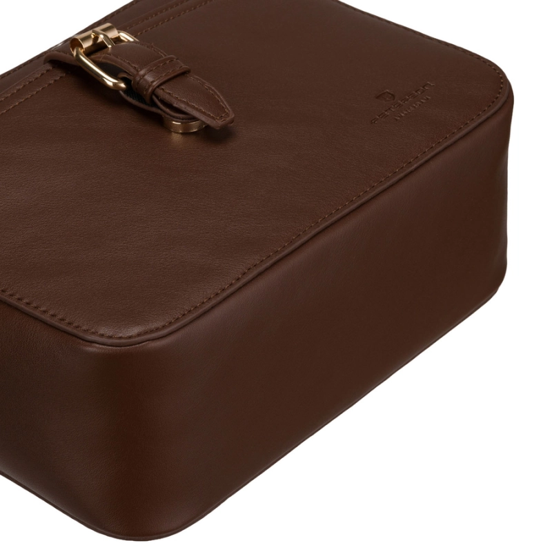 Brązowa torebka damska mała listonoszka na ramię crossbody skóra ekologiczna - Peterson