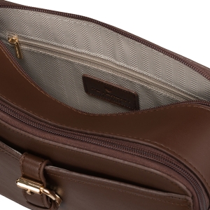 Brązowa torebka damska mała listonoszka na ramię crossbody skóra ekologiczna - Peterson