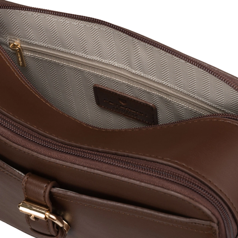 Brązowa torebka damska mała listonoszka na ramię crossbody skóra ekologiczna - Peterson