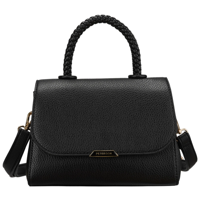 torebka Peterson damska czarna złote okucia