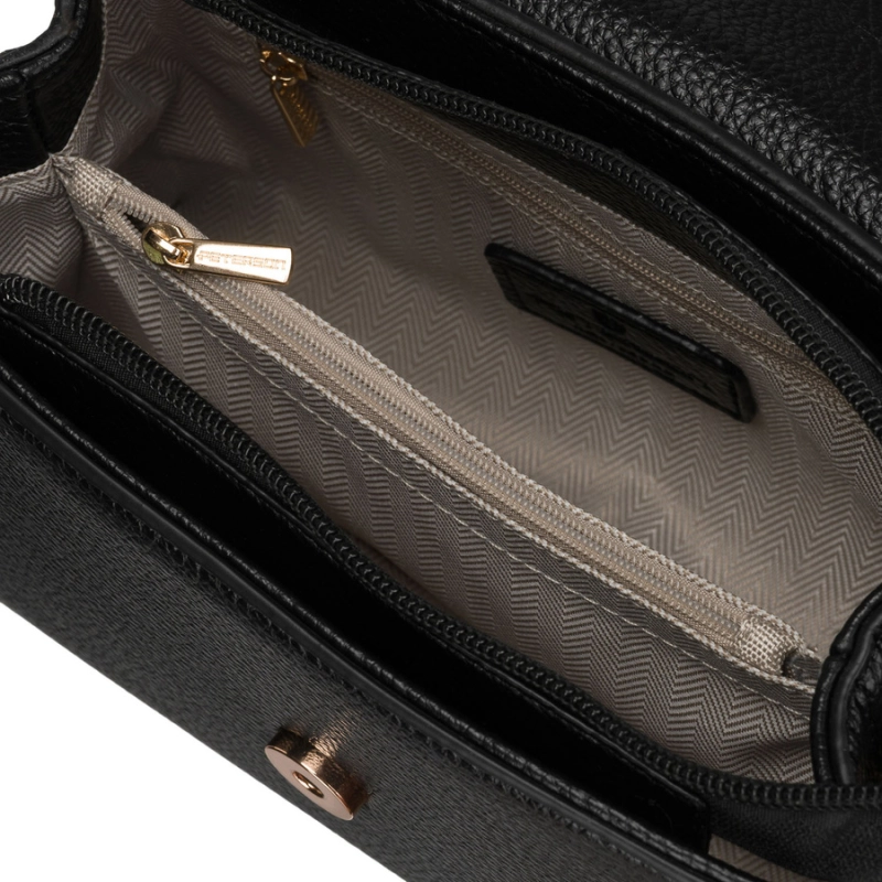 Listonoszka damska mała czarna torebka crossbody ze skóry ekologicznej - Peterson