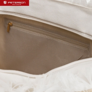 Torba plażowa duża na suwak biało - beżowa shopper bag - Peterson