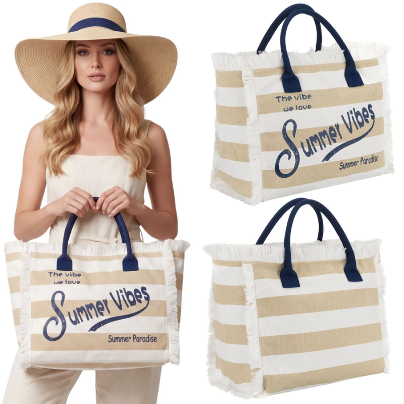 torba shopper Peterson biało beżowa styl summer