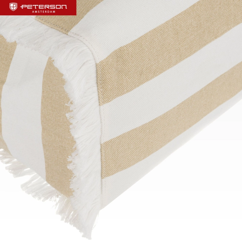 Torba plażowa duża na suwak biało - beżowa shopper bag - Peterson