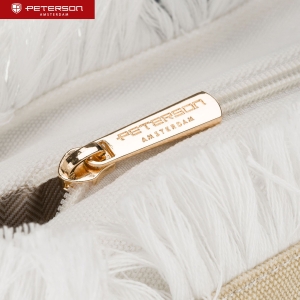 Torba plażowa duża na suwak biało - beżowa shopper bag - Peterson