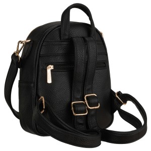 Czarny plecak damski mały ze skóry ekologicznej elegancki uchwyt na ramię torebka 2w1 - Peterson